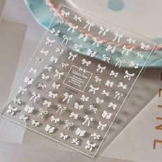 키라데이 미니 진주 리본 네일스티커, 1개, 퓨어화이트