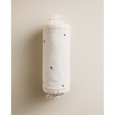 자라홈 브랜드관 키즈 꽃 자수 볼스터 쿠션 46614009251, 35 cm, 오프 화이트