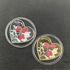 心形玫瑰紀念幣 52種語言錶白, 網紅衕款 質感略差 ,電鍍金款, 網紅衕款 質感略差 ,電鍍金款