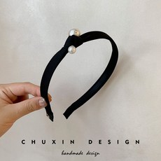 法式極簡珍珠細邊髮箍女2023新款赫本風精緻外出壓發頭箍洗臉髮卡, 1個, 細邊打結珍珠髮箍#黑色
