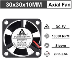 Gdstime DC 12V 24V 듀얼 볼 3010 쿨링 팬 3cm 5V 그래픽 카드 방사형 팬 30x10mm 브러시리스 축 팬 (3D 프, 03 5V Sleeve 2P2.54, 02 2PCS