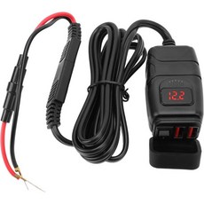 오토바이 USB 충전기 QC 30 빠른 충전 이중 포트 전압계 스위치 휴대폰 ATV 보트 레드, 빨간 전압계