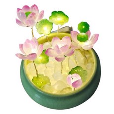 好運蓮蓮陶瓷盆夜燈︱琉璃蓮花燈 DIY材料包 荷花小夜燈 DIY手作材料包︱麥手作, C紫色, 1件