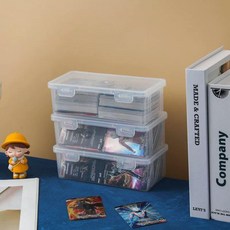 투명 카드 정리함 퍼즐 보관함 소품 정리 수납 박스 폴딩 가방 옷장 옷 용품 편리한, 1개, 긴형 3개