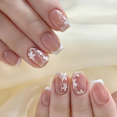 美甲貼片穿戴甲夏季甜酷風美甲片可拆卸貓咪星星蝴蝶結假指甲短款, 1個, BY1528花花世界:膠水款