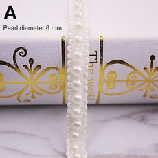 화이트 블랙 진주 비드 레이스 리본 테이프 패브릭 트림 DIY 봉제 의류 수제 액세서리 1 야드/묶음, 1개, A
