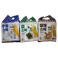 키즈웰 스틱과자 3종 혼합, 48개, 우유스틱1개,김스틱1개,참깨스틱1개