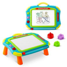 【Hi-toys】2合1創意彩色磁性畫板/寫字板/塗鴉桌(附磁性印章), 多色, 1個