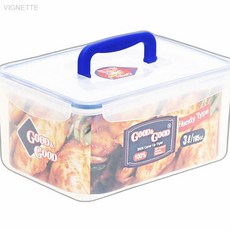 굿앤굿 핸디형 플라스틱 밀폐용기 3L 대용량반찬통 냉장고정리함 손잡 가벼운반찬통 식재료보관, 1개