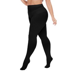 Citystl 여성용 불투명 플러스 사이즈 타이츠 80 덴 블랙 컨트롤 탑 단색 부드러운 극세사(XL-6XL) 블랙.