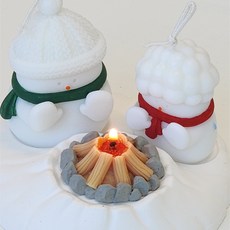 눈사람 모닥불 캔들 세트 크리스마스 겨울 조명소품 선물세트, 1세트, 172g, Clean Cotton