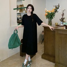 빅사이즈 반팔 루즈핏 롱 원피스 여름 데일리 외출복