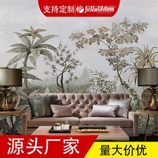 미국 레트로 스타일의 식물과 열대 우림 디자인이 돋보이는 이음매 없는 벽화형 벽지로 인증을 받았습니다., 브라질