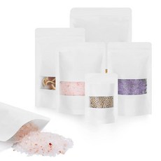 Larzack 100피스 크래프트 백 창문 포함 14.9 x 21.9cm(5.9 8.6인치) 화이트 재사용 가능한 밀봉 지퍼락 식품 보관 스탠드업 종이 파우치 가정 또는 비즈니