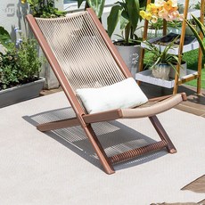 Tixpra 통풍 좋은 로프 디자인 접이식 체어 야외 발코니 캠핑 휴식 의자 휴대용 릴렉싱 체어, 1개, 월낫