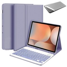 갤럭시탭S10 플러스 12.4인치 호환 블루투스 무선 키보드 케이스 북커버 S펜슬 수납 S10+ 케이스나라 삼성 갤탭 SM-X820N X826N, 라벤더, 1개