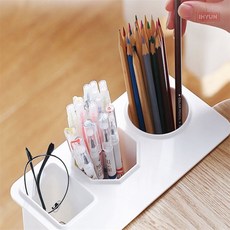 벌타 부착식 3구 멀티탭 펜슬꽂이, 화이트