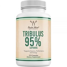 Double Wood Tribulus Terrestris 남성용 (순수 95% 사포닌 함량) 210캡슐 1 000mg 농축 과일 추출물 (타사 테스트 완료 비건 안전 GM, 1개, 210