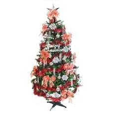 台灣製幸福綠色聖誕樹 (含銀雪花紅系配件) 180cm, 不含燈