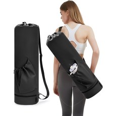 多功能瑜伽墊專用袋 運動健身物品收納袋 防水旅行拉鍊單肩包, 1個, 黑色