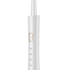 聲波電動牙刷充電式 高頻掃震 軟毛頭, 乳白色 4電動牙刷頭, 1個, 如圖所示