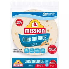 미션 소프트 타코 플라워 키토 또띠아 파히타 사이즈/ Mission Carb Balance Flour Tortillas Fajita Size, 226g, 1개