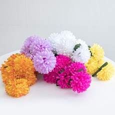 국화 성묘 조화 꽃 7대폼폼부쉬 47cm 5컬러 추모 납골당 산소 묘지 장식 소품 수목장, 47버건디, 1개