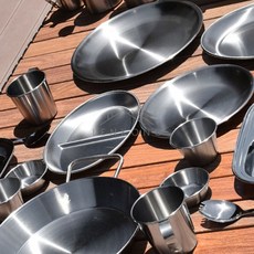 렌콩 2인그릇세트 캠핑식기세트 스텐그릇 식기셋트, 01. 스텐 낮은 소스볼 1호