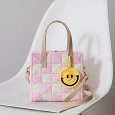 [영상제공] 샤샤벨 네트 공예 체크 가방 만들기 diy 재료 세트, 핑크, 1개