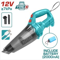 TOTAL 12V 車用吸塵器 12V ≥7kPa TYPE-C 內附電池 (2000mA)