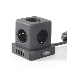 일렉온 큐브 멀티탭 5구 디자인 멀티콘센트 USB C PD 고속충전 절전스위치 ECU-513, 1개, 블랙, 1.8m