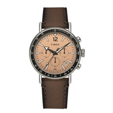타이맥스 Timex 남성용 WATER 워터bury 표준 43mm 시계 - 브라운 스트랩 로즈 골드 톤 다이얼 실버톤 케이스 브라운. 274796