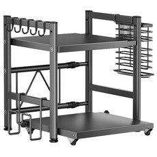 AOTTO 廚房多功能伸縮電器收納置物架(微波爐架 收納架 置物架 電器架), 灰色, 1個