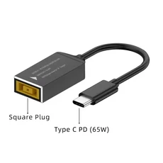 ​DC-USB C PD 65W 고속 충전 케이블 어댑터 변환기 유형 전원 잭 커넥터(MacBook 용) Lenovo Samsung Huawe, 07 Square Plug
