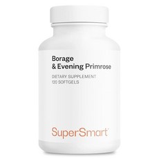 SuperSmart - 보리지 및 달맞이꽃 (고효능) - GLA 오일 감마 리놀렌산 콜드 프레스 - 비타민 E 보리지 오일 및 달맞이꽃 오일 보충제 | GMO 프리 및 글루텐, 1개, 120