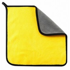 樂購 洗車布 擦車布 珊瑚絨 雙面加厚 超細纖維 吸水布 吸水巾 抹布, 黃色/灰色, 1個