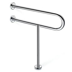 馬桶扶手 助力架 廁所扶手 助力器 安全扶手 304折疊不銹鋼馬桶 老人衛生間防滑扶手, 304U型帶腿60cm-拉絲, 1個