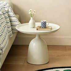 LcJorr 감성 사이드테이블 침대 협탁 쇼파 테이블 거실 침실 미니 티테이블 카페 인테리어 탁자, 크림화이트