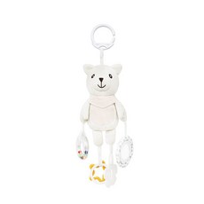 寶寶床鈴固齒器 附響鈴沙沙鈴與拉環 嬰兒床掛推車配件, 1個, 大款【北極熊安撫玩偶掛件】
