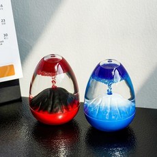 隔曰達 火山噴發解壓油漏沙漏 創意桌面擺件廚房計時器, 隨機【精美貼紙|鑰匙扣|吧唧徽章】,藍色火山噴發【超解壓 穩定情緒】