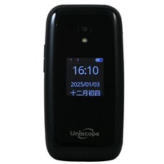 Uniscope 優思4G長輩機折疊手機 A808(全配/公司貨) 4G通話 側鍵照明, 黑色, 256MB