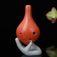 釉色陶笛，六孔中音C調，陶瓷陶笛，易學便攜，陶土材質, 橘色, 1個