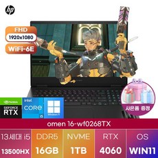 HP 2024 오멘 16 코어i5 인텔 13세대 지포스 RTX 4060, Shadow Black, 1TB, 16GB, WIN11 Home, 16-wf0268TX