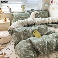 DFMEI 四件套母嬰級小清新磨毛親膚牀單水洗棉被套, 200X230cm單被套【A類-可裸睡】
