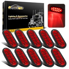 파츠삼 10PCS 6인치 LED 레드 그로밋 10 트레일러 라이트 타원형 다이오드 테일