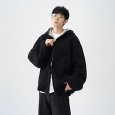 남녀공용 오버핏 후드티 데일리 무지 베이직 투웨이 후드집업 가을 아우터 995
