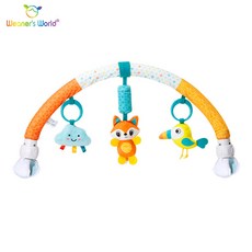 WeanersWorld新款寶寶玩具牀鈴掛飾夾牀頭可拆卸搖鈴嬰兒推車車夾, 彩色狐狸車夾:1個, 1個