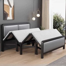 철제 침대 프레임 접이식 기숙사 원룸 매트리스 받침, 블랙 폭 0.9m