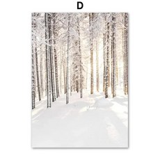 겨울 야생 풍경 그림 엘크 나무 포스터 인쇄 캔버스 벽 예술 크리스마스 거실 장식, 4. 5-1pc