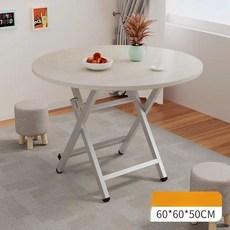 Bueno 야장테이블 편의점 식탁 포차 접이식 축제, 1인용, 라운드 테이블 화이트 메이플 60 50